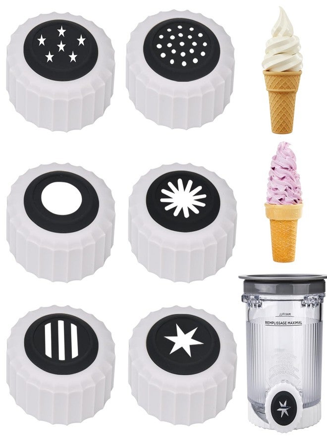 ziHenryDa 6 sets swirl nozzle for Ninja Swirl Creami Pints Lids,Soft Serve Maker nozzle for Ninja Swirl Creami NC701 & NC700 Pints Lids,(6 groups of different shapes) (6, Black) - Image 1